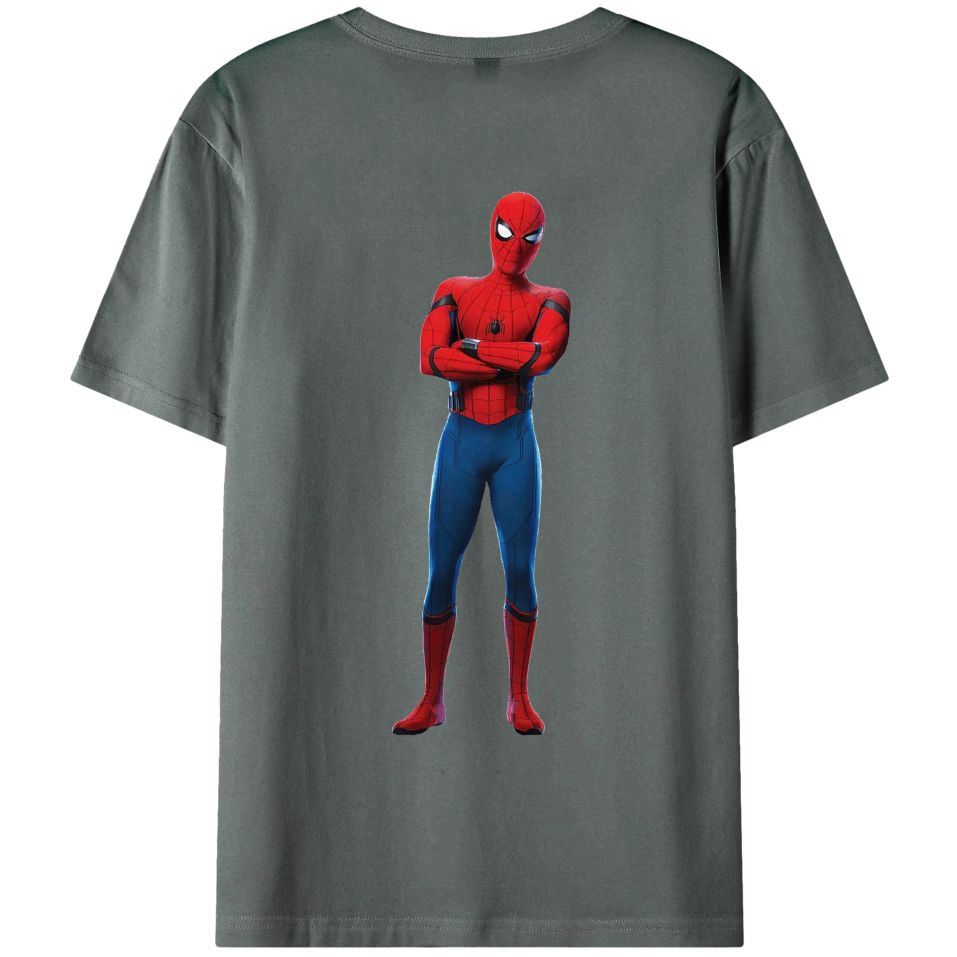 （画像用） Spider Man スパイダーマン 綿100％ メンズ半袖Tシャツ（バックプリント） 通気性